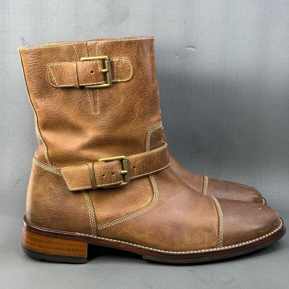 Cole Haan Biker Boots Leather Cap Toe Zip Nike Air Rugged mens size 11 - Picture 2 of 11